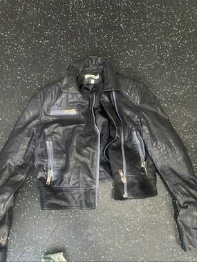 Black Leather Moto Jacket - Classic Zipper Style
